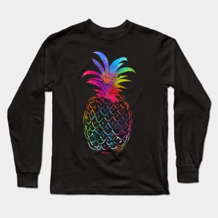 Pineapple With Rainbow Colorful Around Edges Kawaii Style Long Sleeve T-Shirt